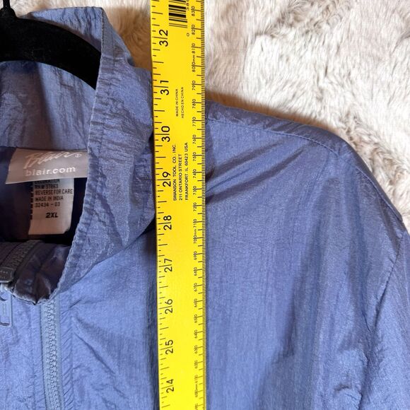 Blair Jacket Windbreaker Women's 2XL Zip Up Blue 80's Floral Embroidery Pockets - Picture 12 of 14